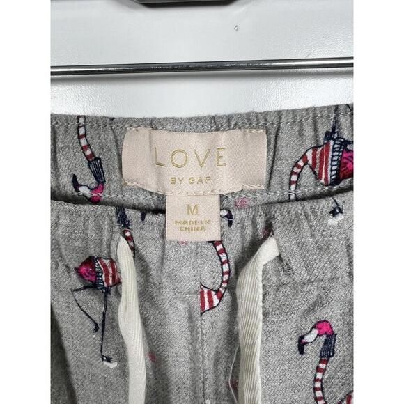 Love By Gap Gray Christmas Flamingo Pajamas Women Size Medium Cotton Winter - Picture 5 of 9